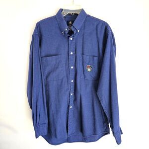 Henry Grethel American Olympiad Shirt Mens Large Blue LS Button Down USA Crest